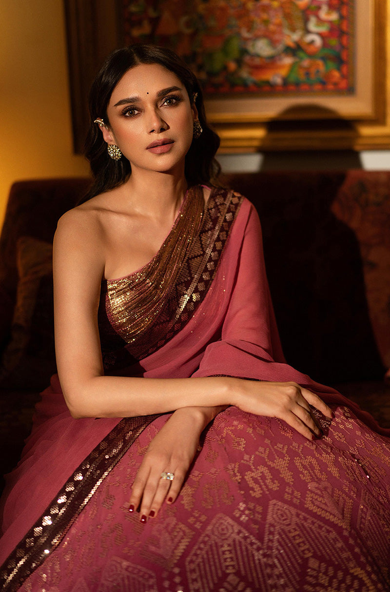Aditi Rao Hydari in our Old Rose Shaded Lehenga Set