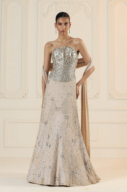 Ivory Stone Encrusted Lehenga Set