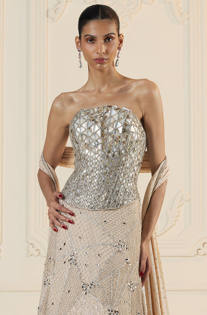 Ivory Stone Encrusted Lehenga Set