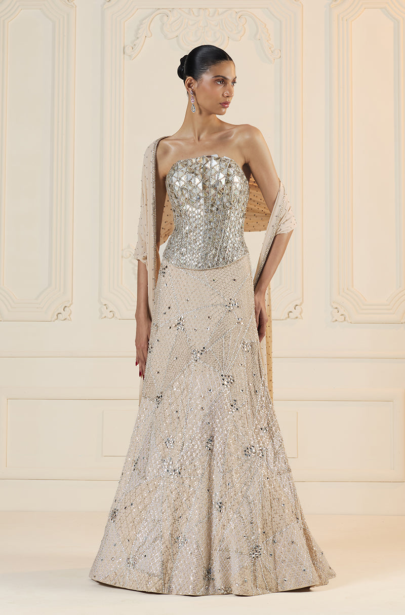 Ivory Stone Encrusted Lehenga Set