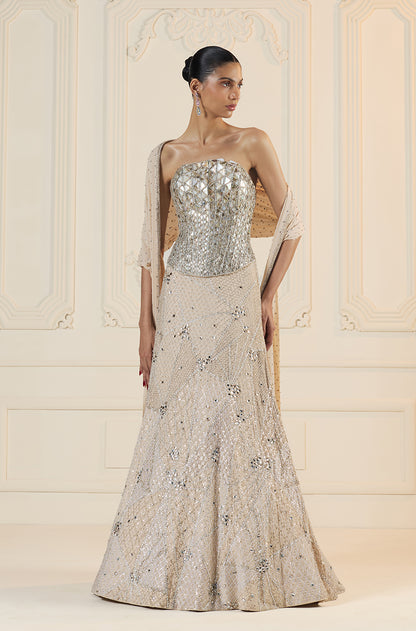 Ivory Stone Encrusted Lehenga Set