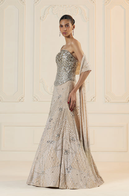 Ivory Stone Encrusted Lehenga Set