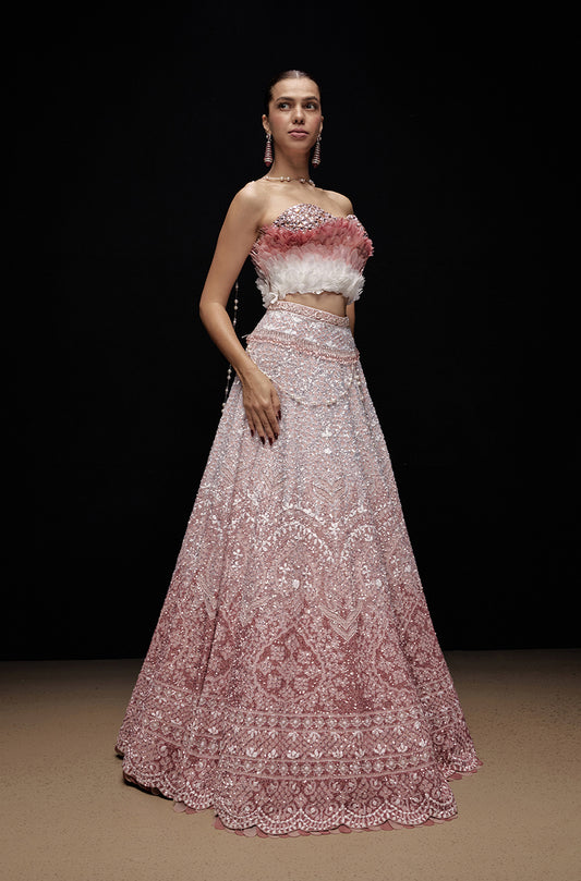 Pink Ombré Mijwan Lehenga Set
