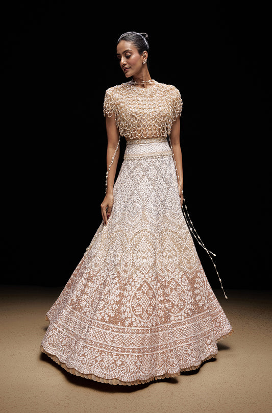 Gold Ombré Sequin Mijwan Lehenga Set