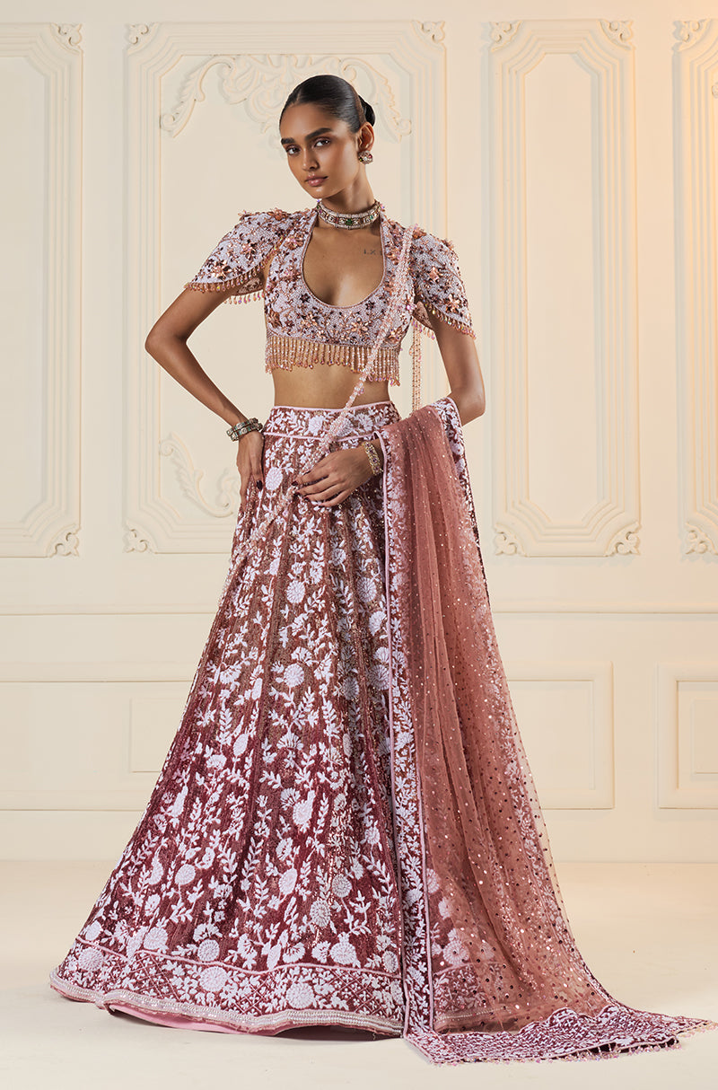 Rose Gold Ombré Mijwan Lehenga Set