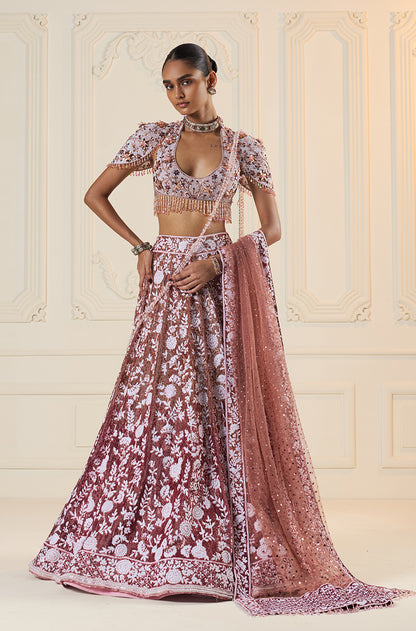 Rose Gold Ombré Mijwan Lehenga Set