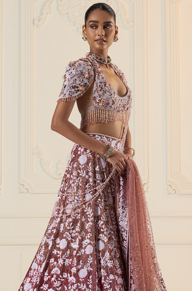 Rose Gold Ombré Mijwan Lehenga Set