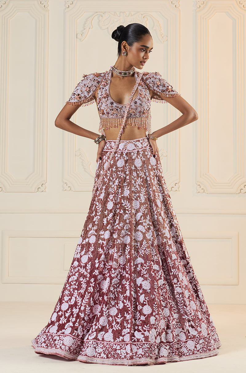 Rose Gold Ombré Mijwan Lehenga Set