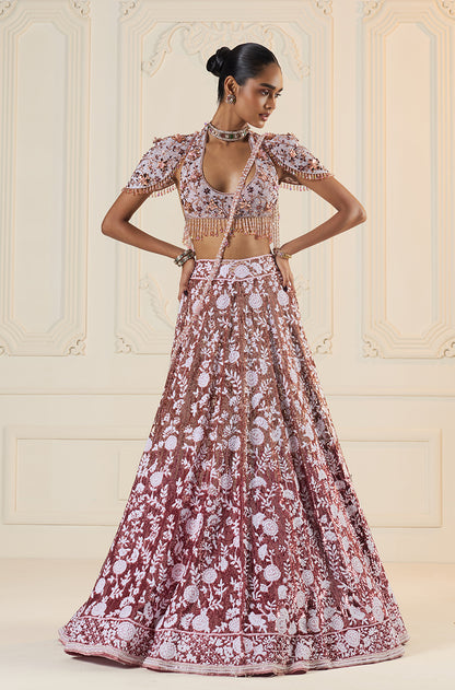 Rose Gold Ombré Mijwan Lehenga Set