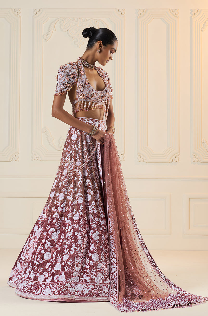 Rose Gold Ombré Mijwan Lehenga Set