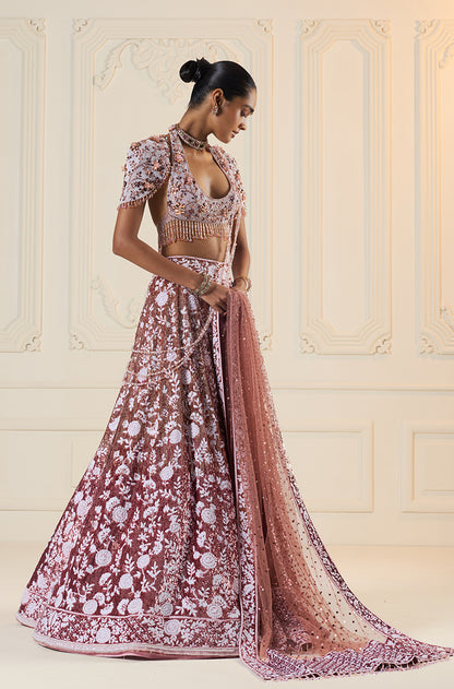 Rose Gold Ombré Mijwan Lehenga Set