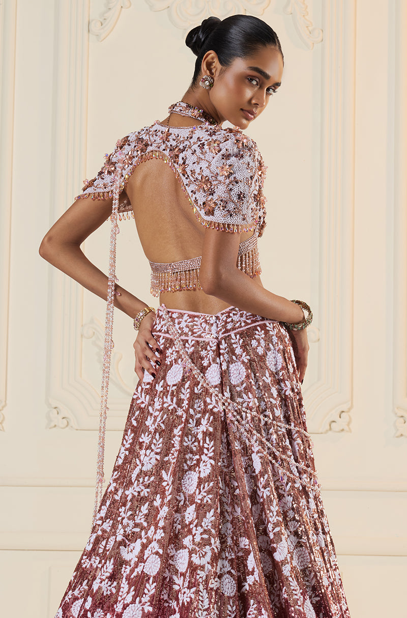 Rose Gold Ombré Mijwan Lehenga Set