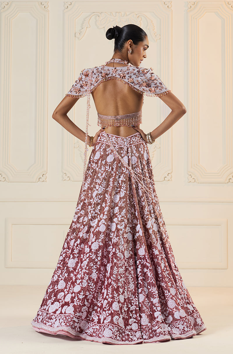 Rose Gold Ombré Mijwan Lehenga Set
