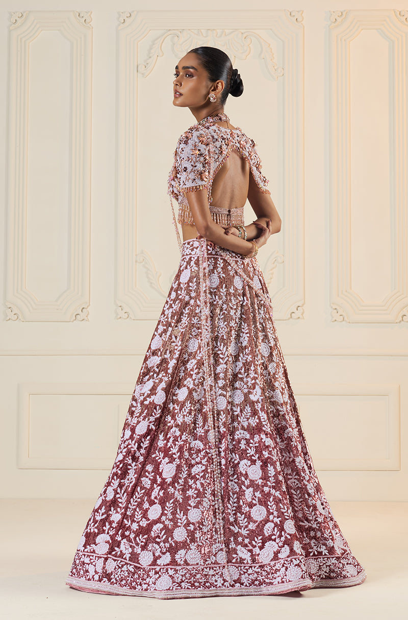 Rose Gold Ombré Mijwan Lehenga Set