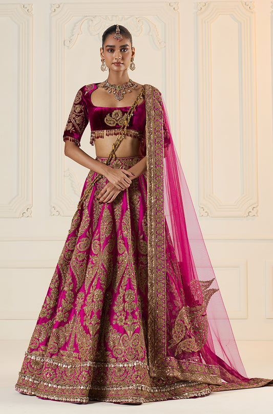 Wine Marori Embroidered Lehenga Set