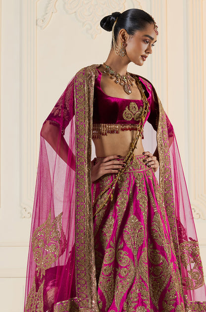 Wine Marori Embroidered Lehenga Set