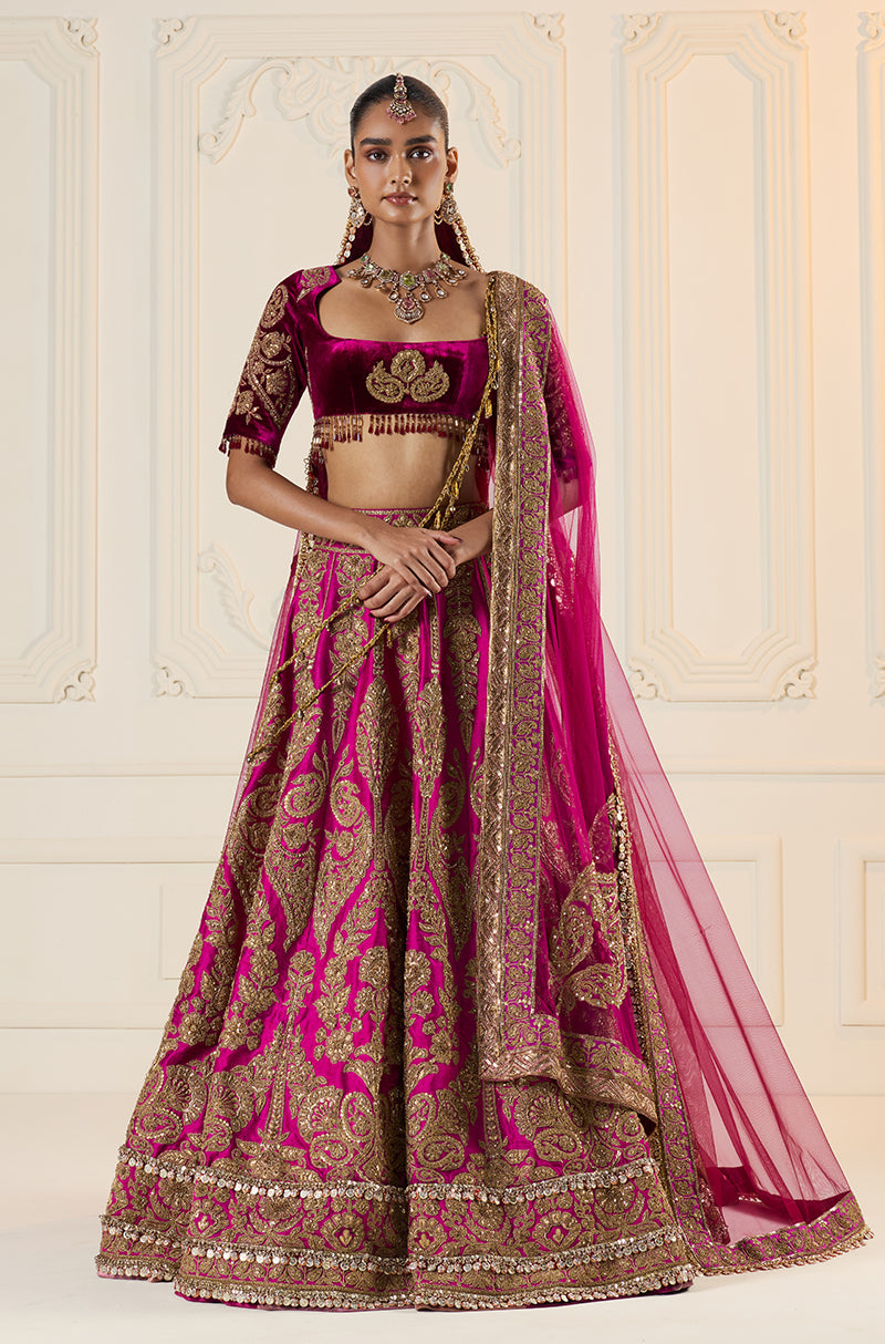 Wine Marori Embroidered Lehenga Set