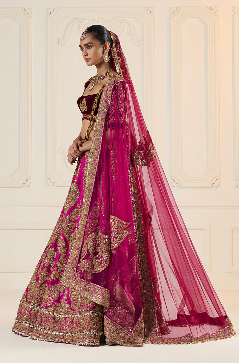 Wine Marori Embroidered Lehenga Set