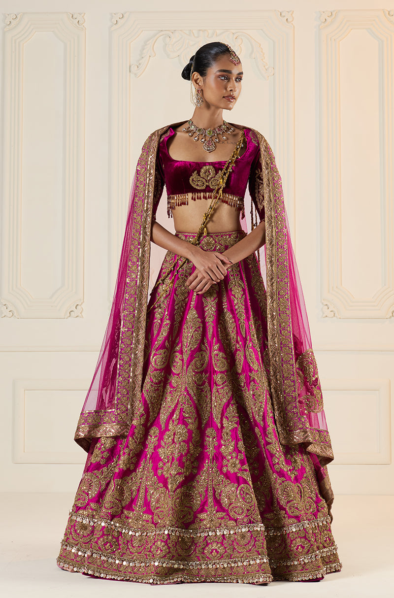 Wine Marori Embroidered Lehenga Set