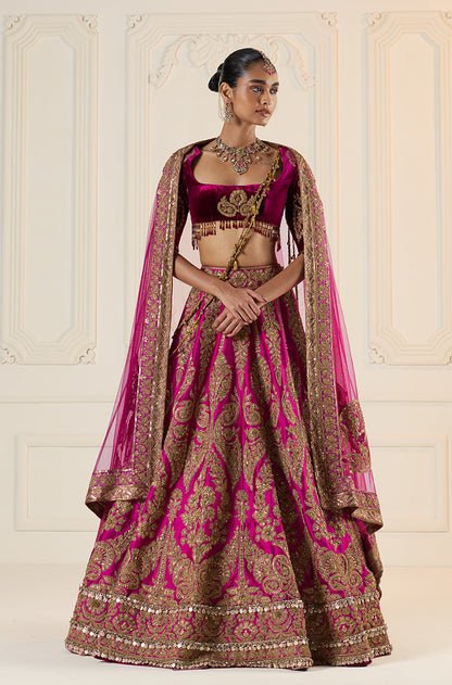 Wine Marori Embroidered Lehenga Set