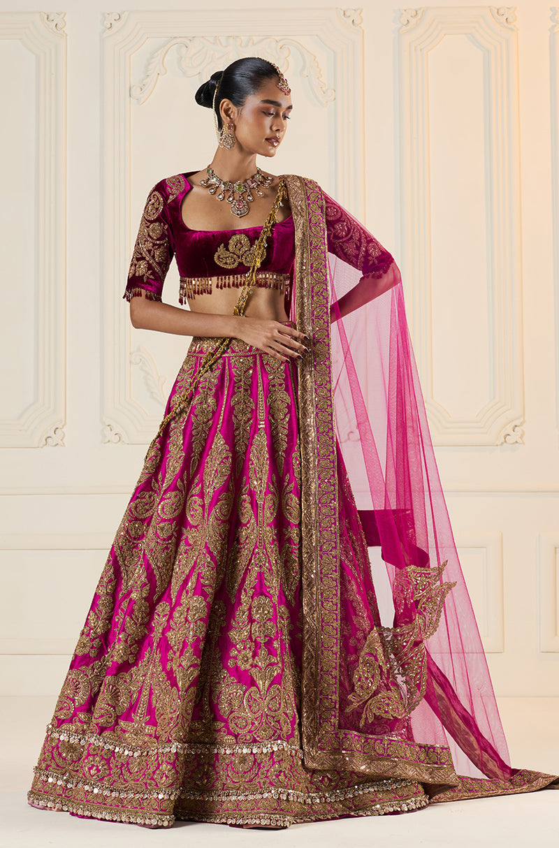 Wine Marori Embroidered Lehenga Set