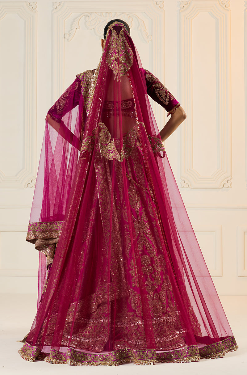 Wine Marori Embroidered Lehenga Set