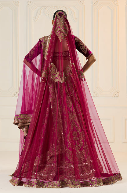Wine Marori Embroidered Lehenga Set