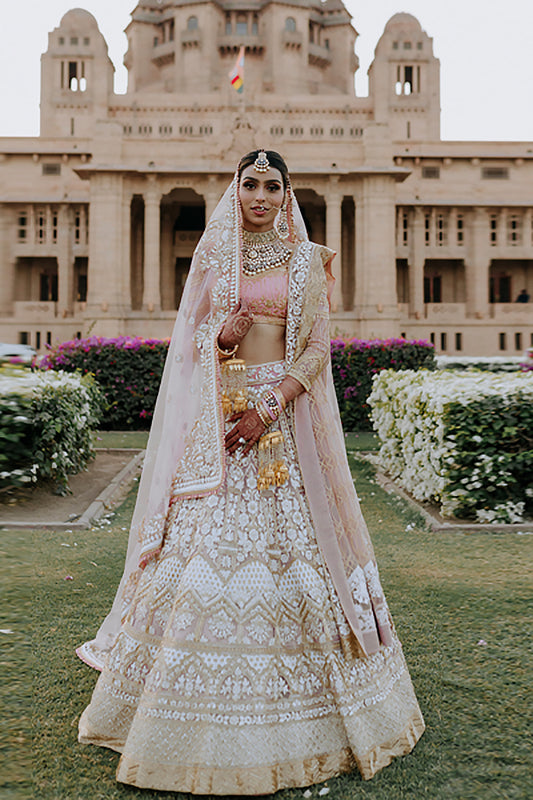 Bride: Harshita Rai in our Pink Mijwan Lehenga Set