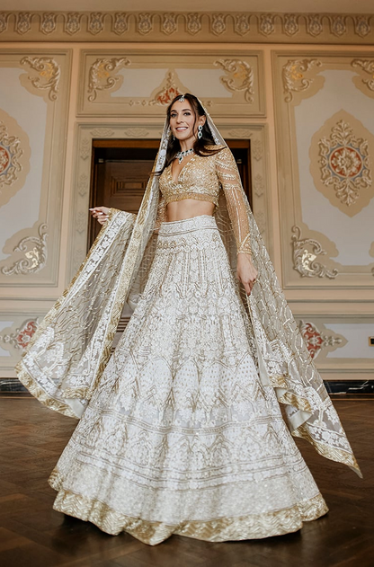 Bride: Halo Jodie In Our Signature Mijwan Chikankari Lehenga Set
