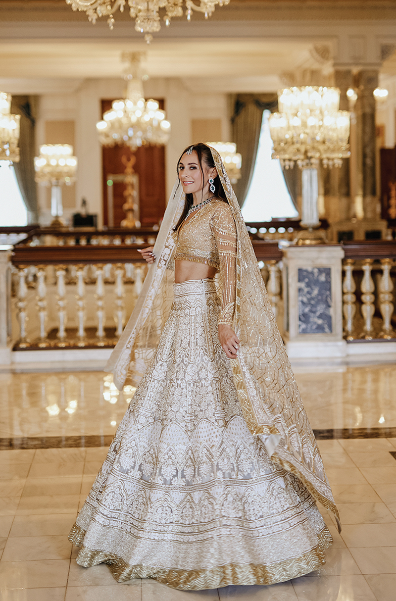 Bride: Halo Jodie In Our Signature Mijwan Chikankari Lehenga Set