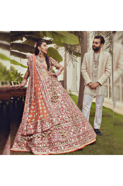 Bride: Gargi Vardhan in our Hot Pink Zardosi Lehenga