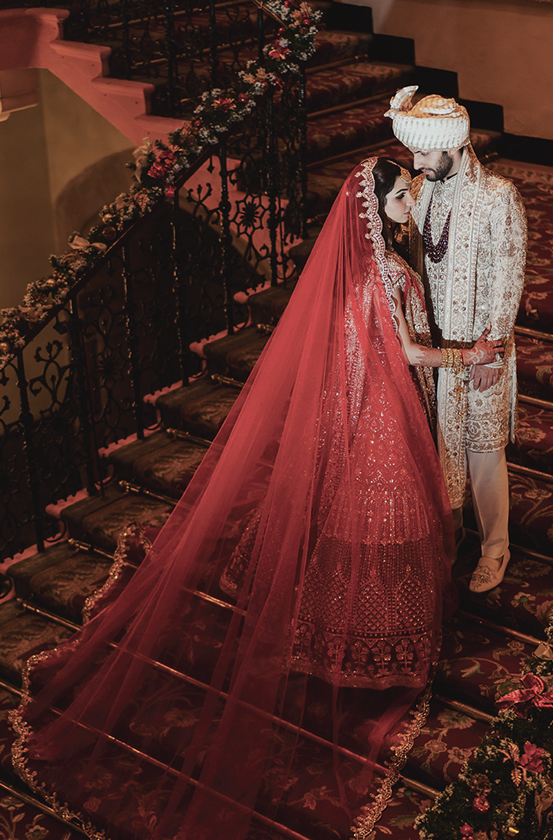 Bride: Vedika Karnani & Groom: Rishi Sujan in our Signature Embroidered Ensemble