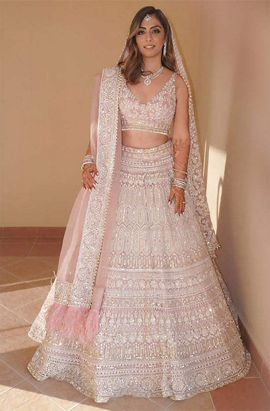 Bride: Neelam Gopwani Chainani in our Baby Pink Mijwan Embroidered Lehenga Set