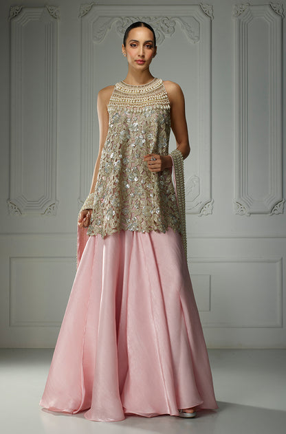 Pink Sequin Embroidered Kurta Set