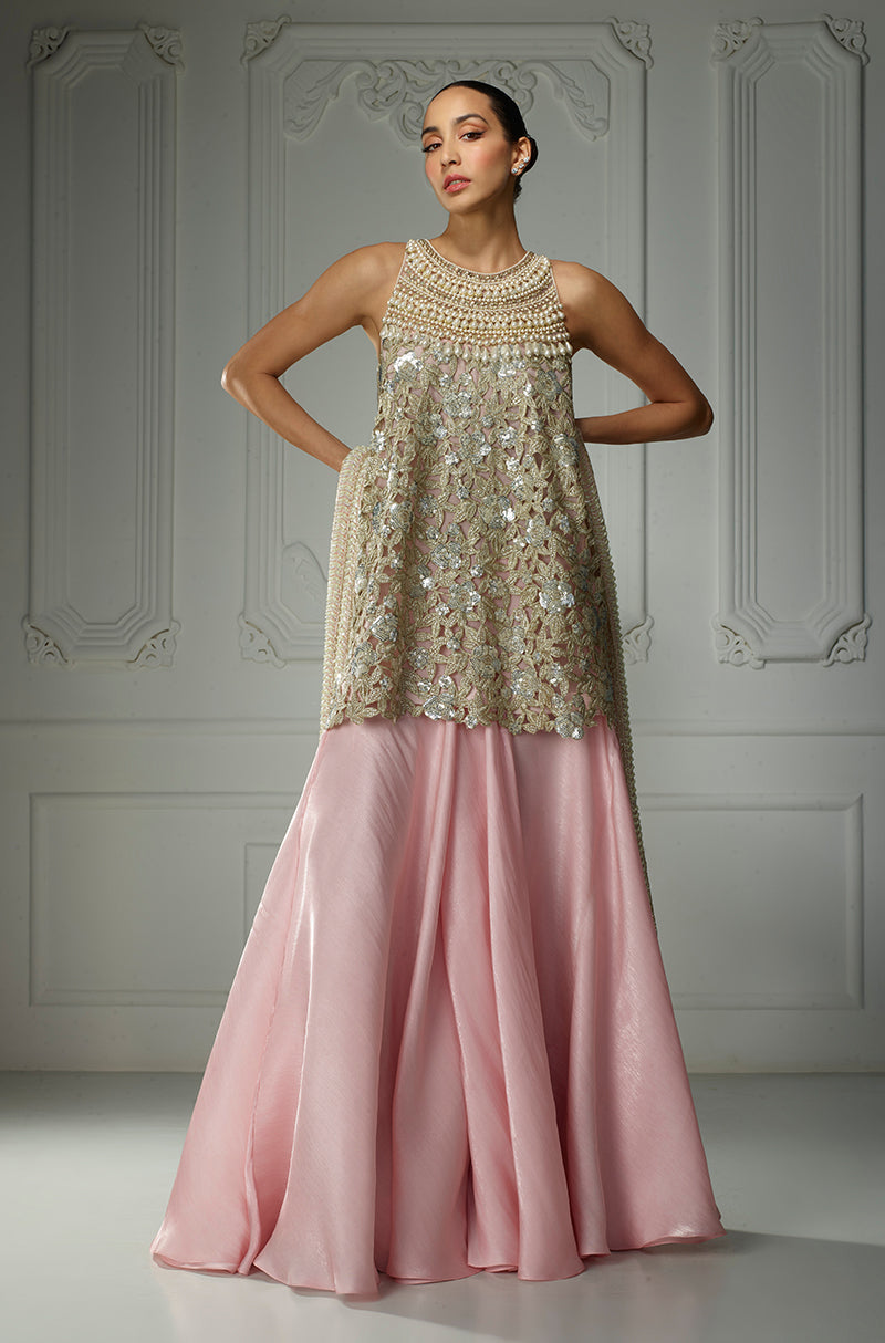 Pink Sequin Embroidered Kurta Set