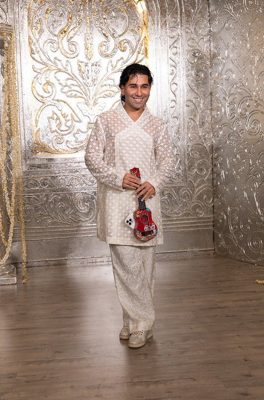 Orry in our Ivory Threadwork Kurta Set