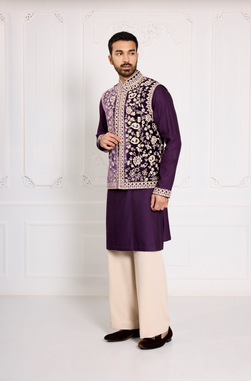 Purple Dori Embroidered Bundi Set