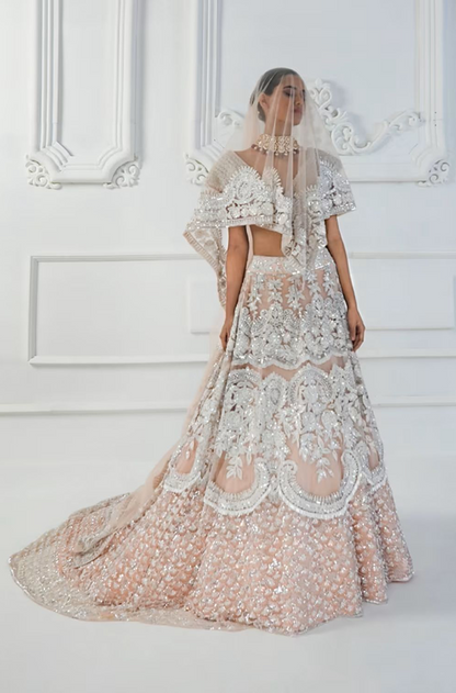 Peach Kashmiri Lehenga Set