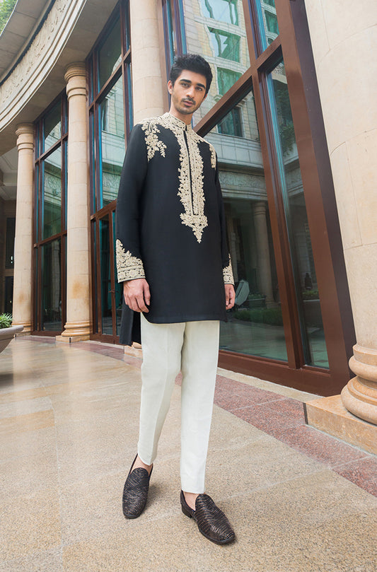 Raven Black Spunsilk Kurta Set