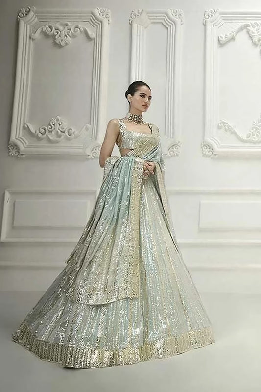 Sorbet Blue Sequins Lehenga Set