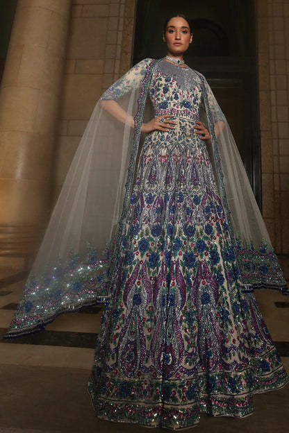 Peacock-Hued Sequins Gown