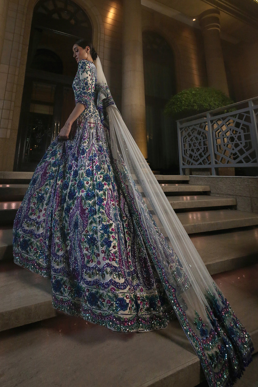 Peacock-Hued Sequins Gown