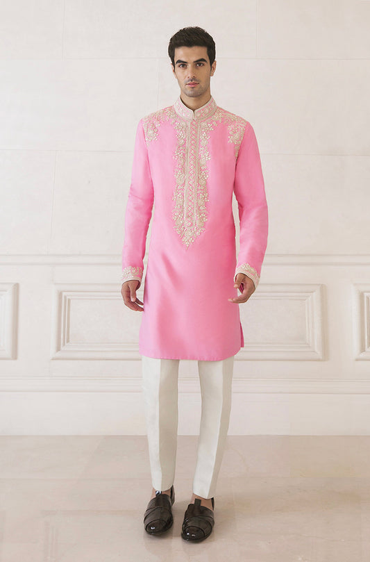 Rose Pink Spunsilk Kurta Set