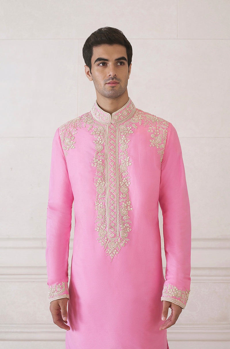 Rose Pink Spunsilk Kurta Set