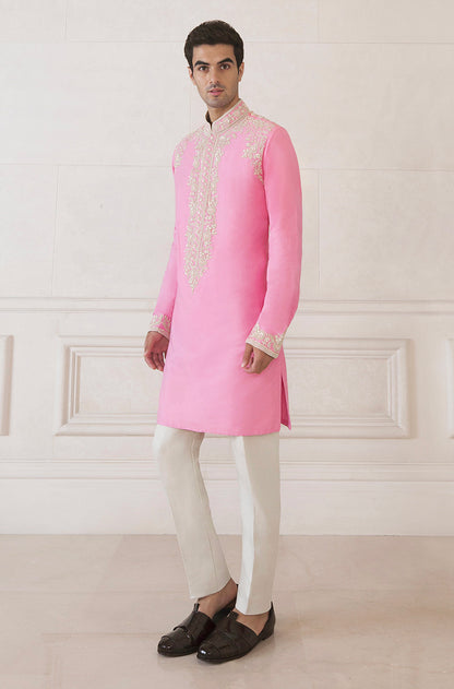 Rose Pink Spunsilk Kurta Set