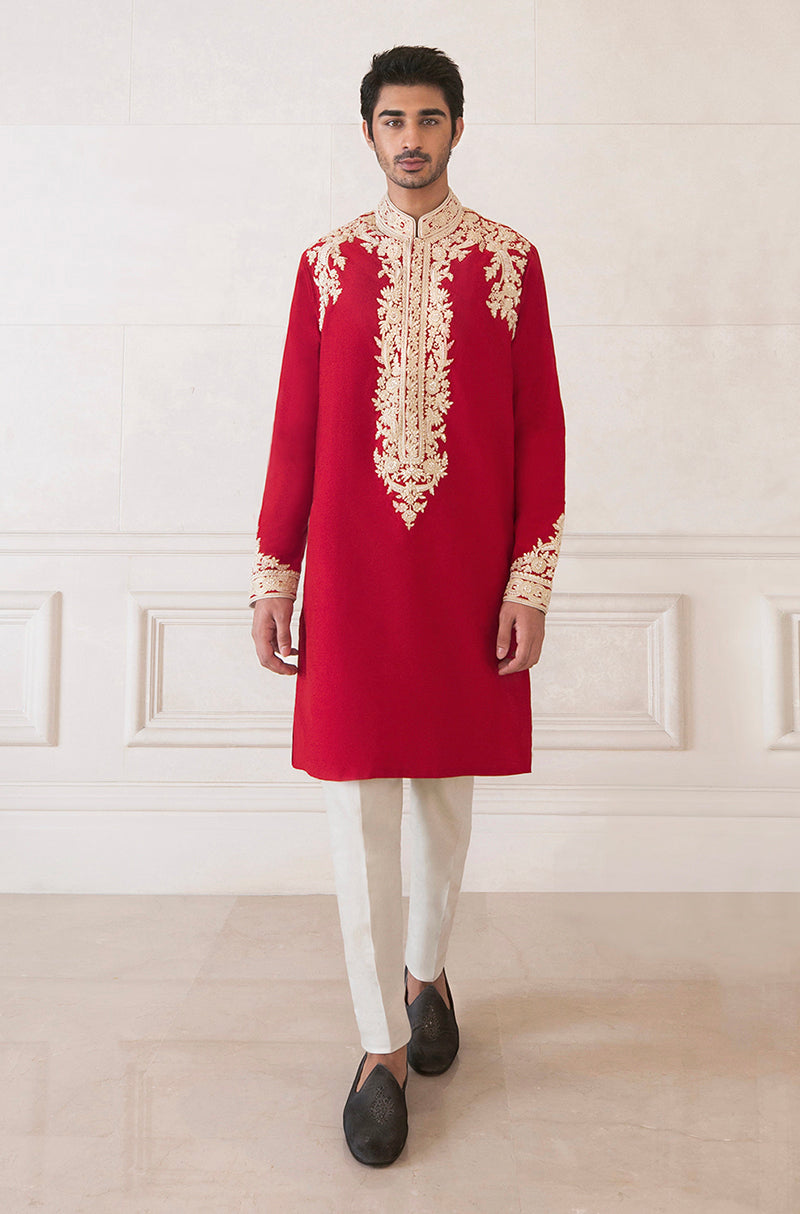 Crimson Red Spunsilk Kurta Set