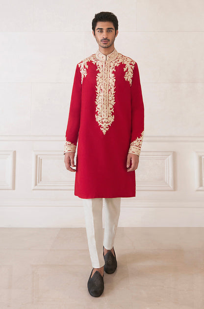 Crimson Red Spunsilk Kurta Set