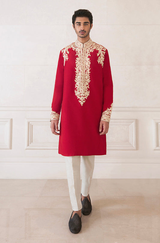 Crimson Red Spunsilk Kurta Set