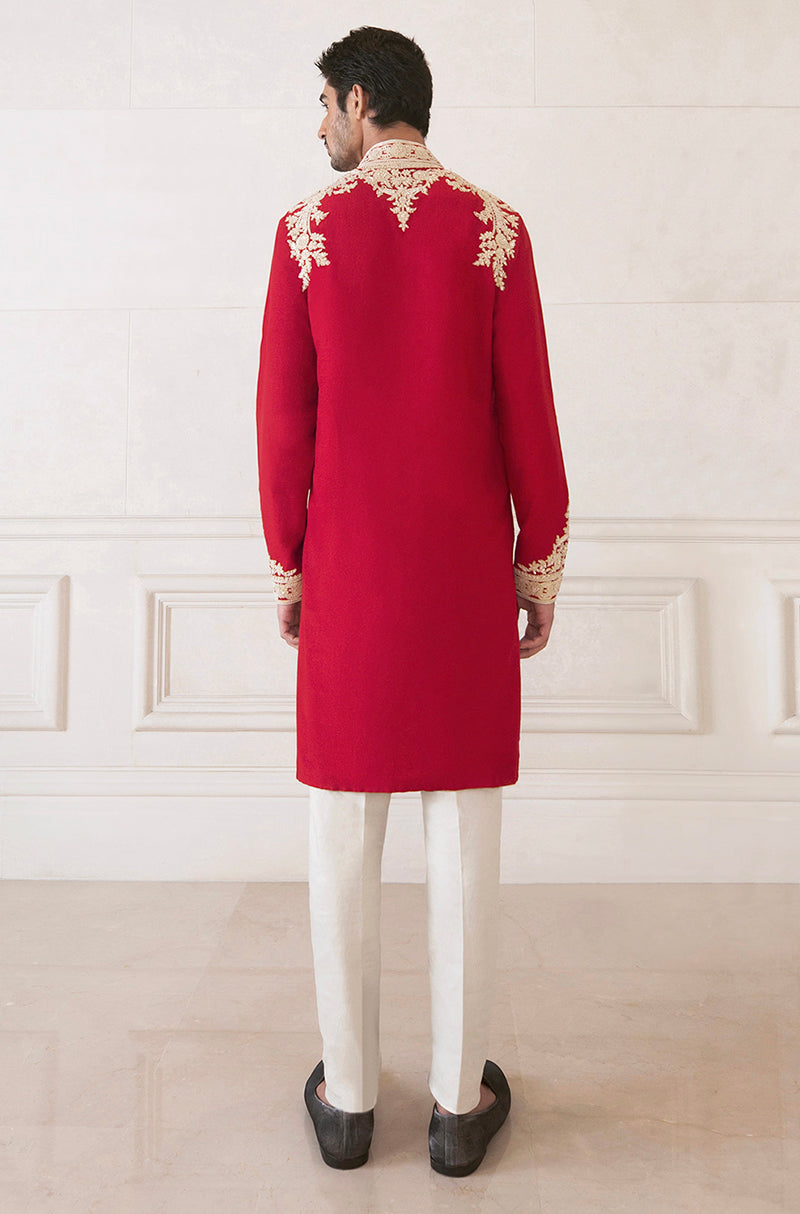 Crimson Red Spunsilk Kurta Set