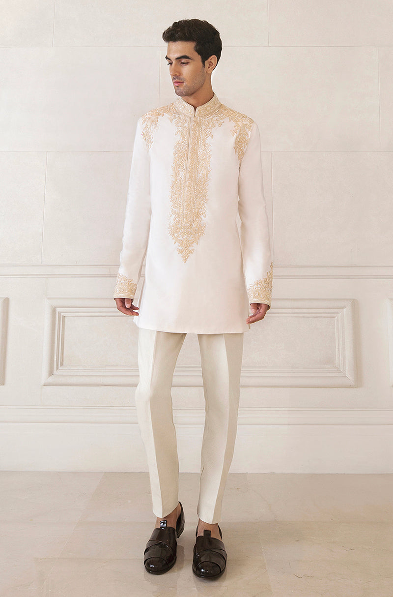 Daisy White Spunsilk Kurta Set